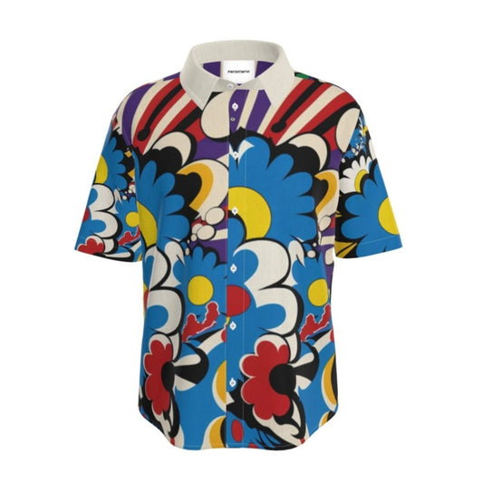 Mens Short Sleeve Active Button Down Flowerbomb III