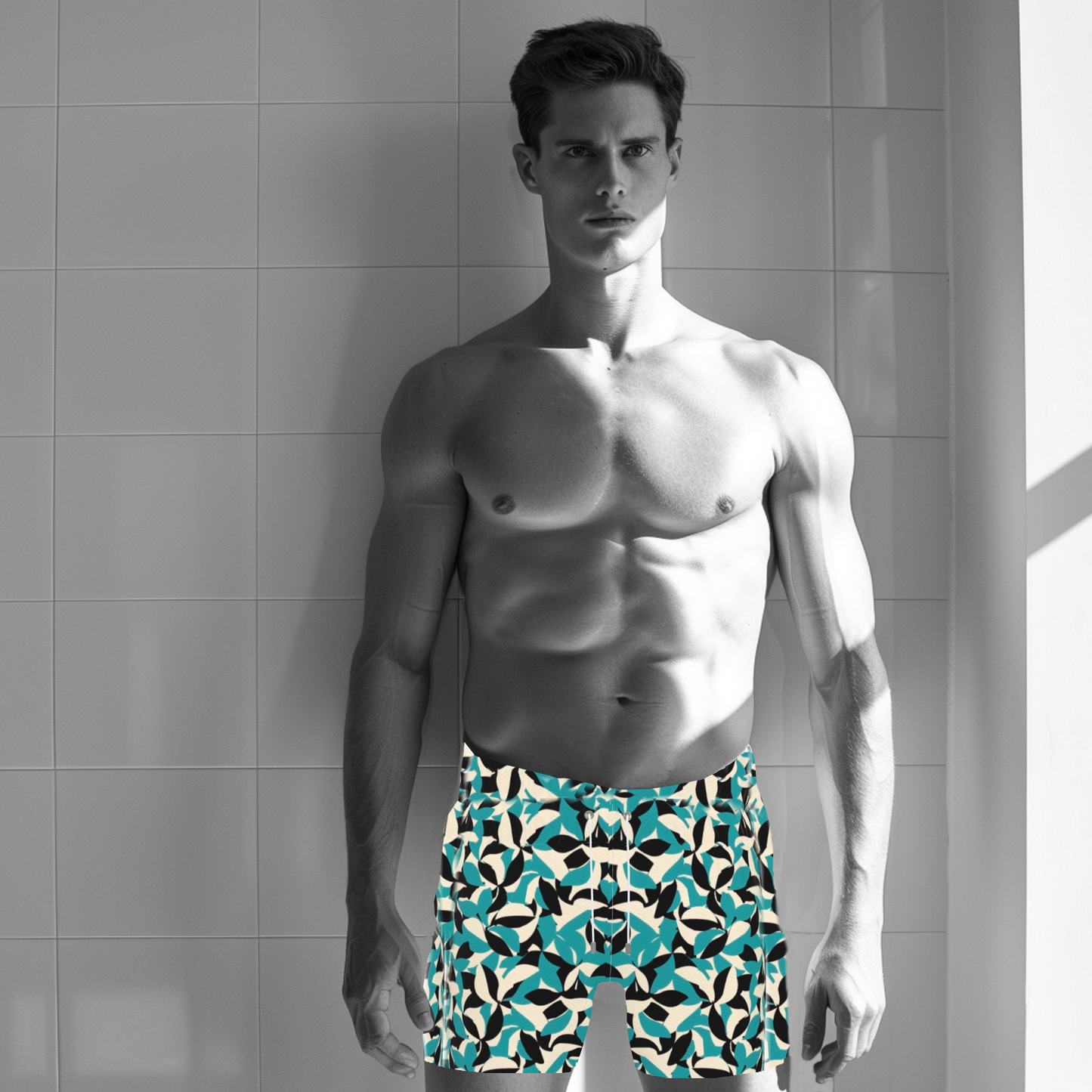 Ferdinand Active Swim Shorts - Teal Leaves