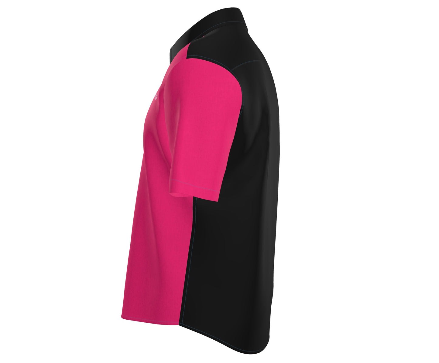 Mens Short Sleeve Active Button Down Pink on Black