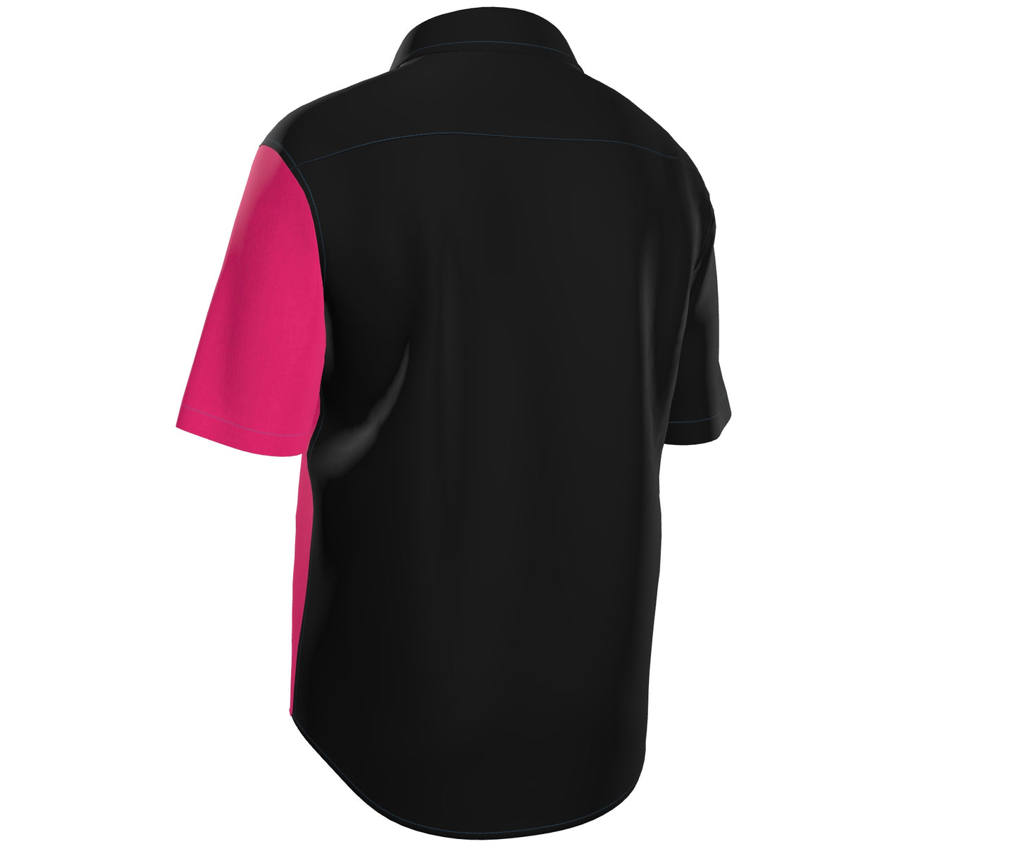 Mens Short Sleeve Active Button Down Pink on Black