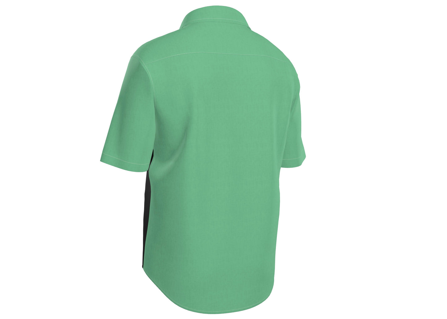 Mens Short Sleeve Active Button Down Silver Tree Green on Black