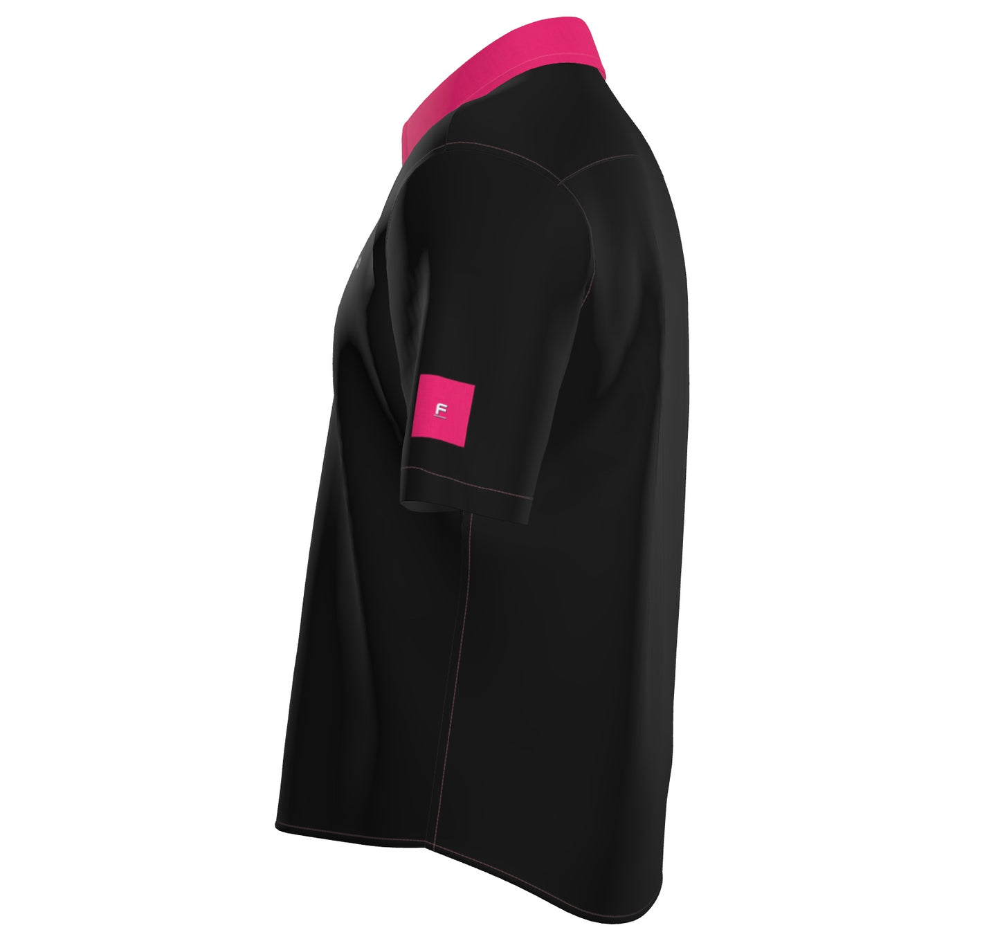Mens Short Sleeve GT Active Button Down, Pink on Black