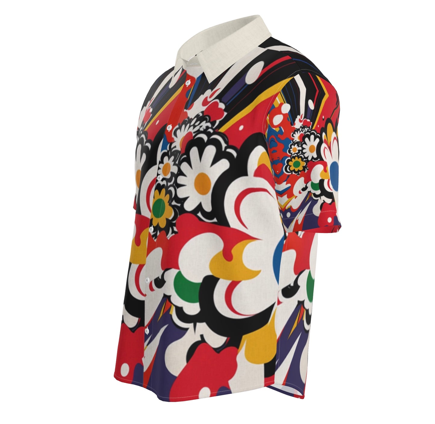Mens Short Sleeve Active Button Down Flowerbomb II