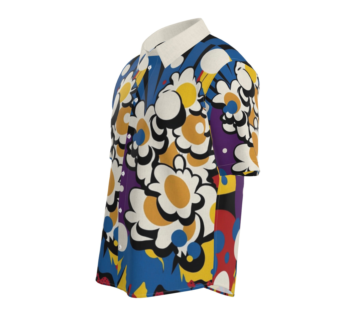 Mens Short Sleeve Active Button Down Flowerbomb I