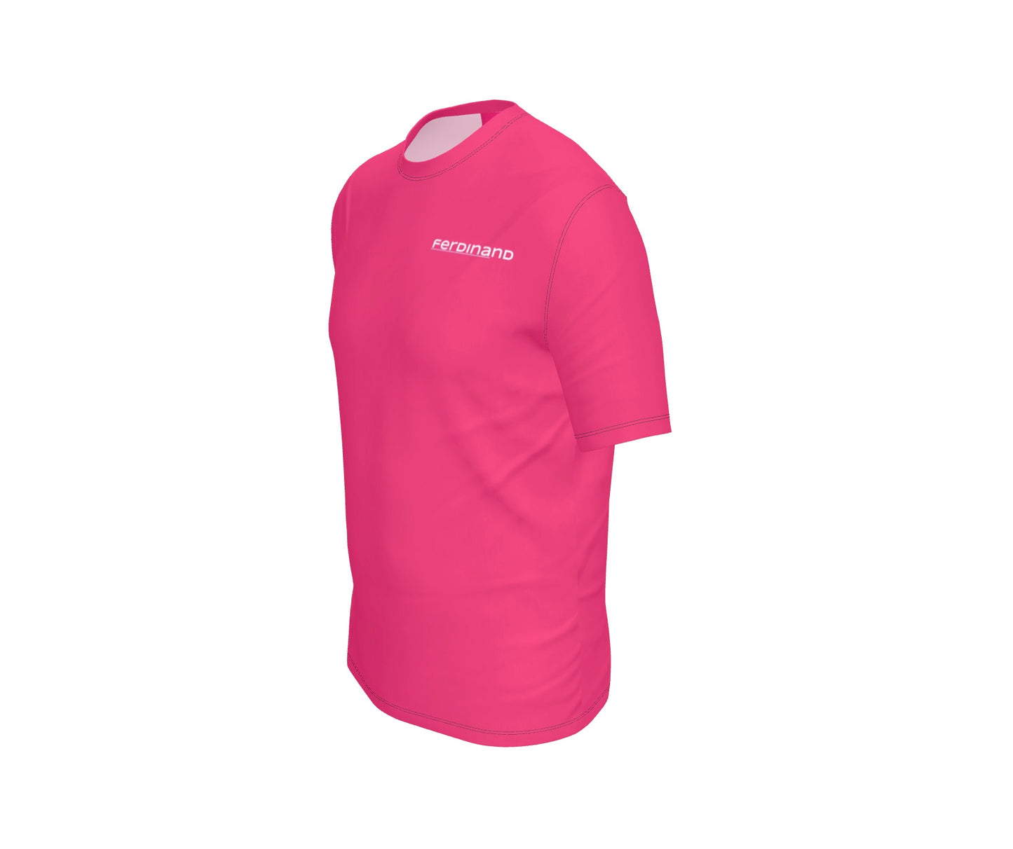 Ferdinand Mens Active Pink T-Shirt - White BOLT without Arm Patch