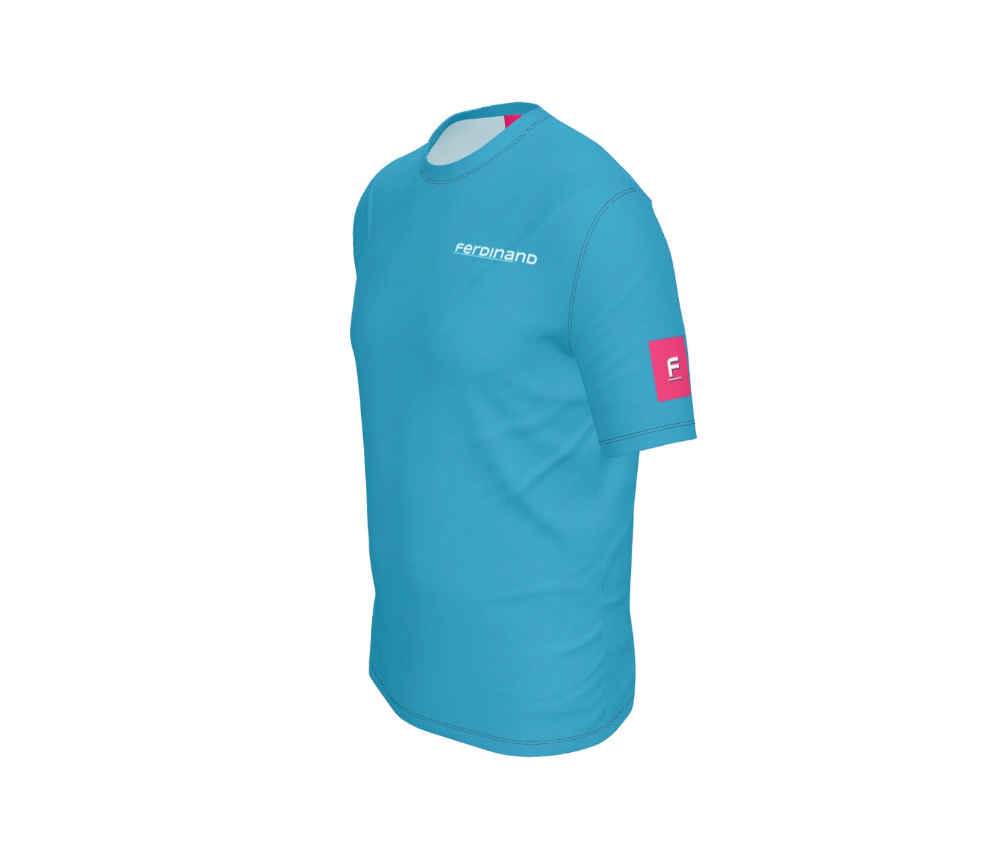 Ferdinand Mens Active Blue Tee - White BOLT with Arm Patch