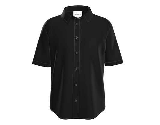 Mens Short Sleeve Active Button Down Black