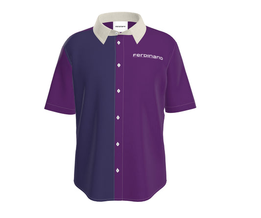 Mens Short Sleeve Active Button Down Bossnova on Purple