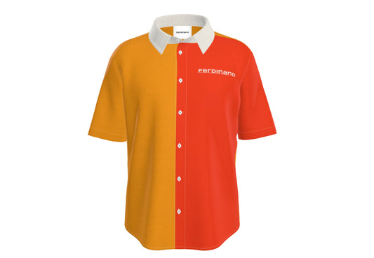 Mens Short Sleeve Active Button Down Cinebar on Orange