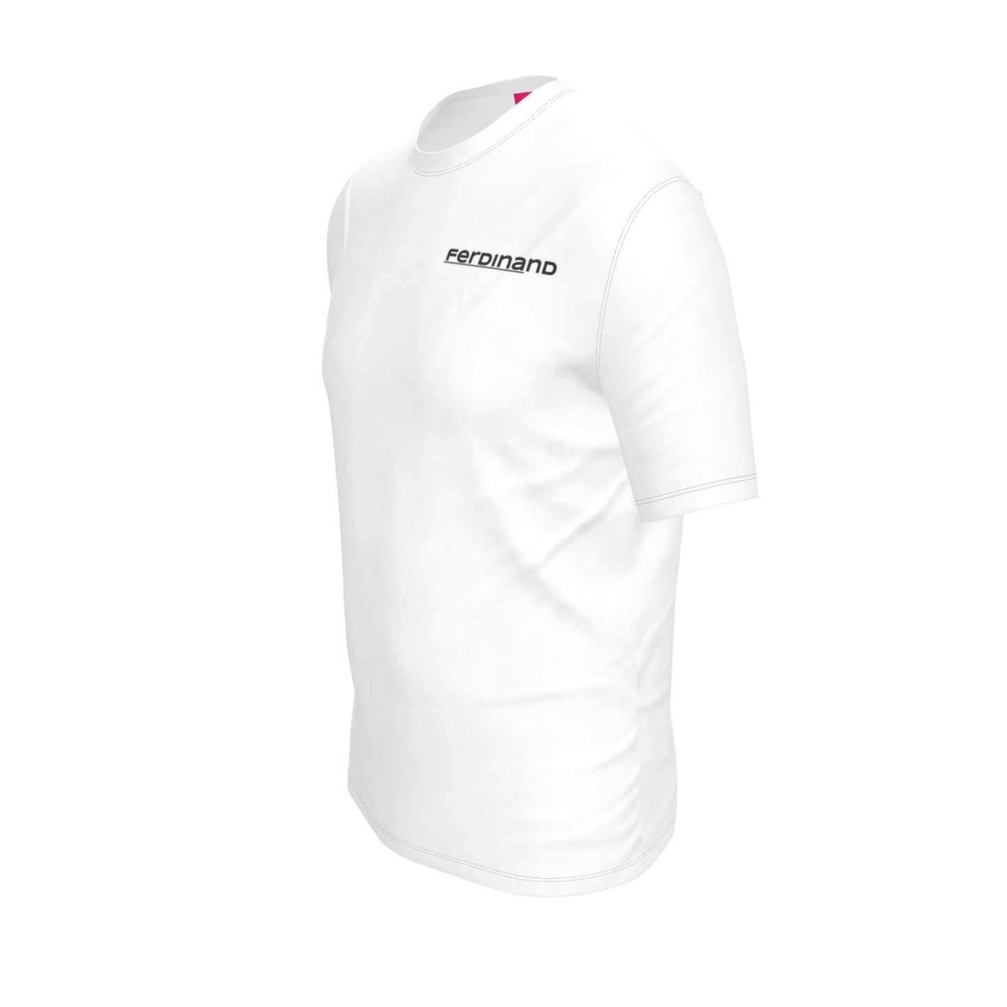 Ferdinand Mens White T Shirt - Black and Pink F Logo