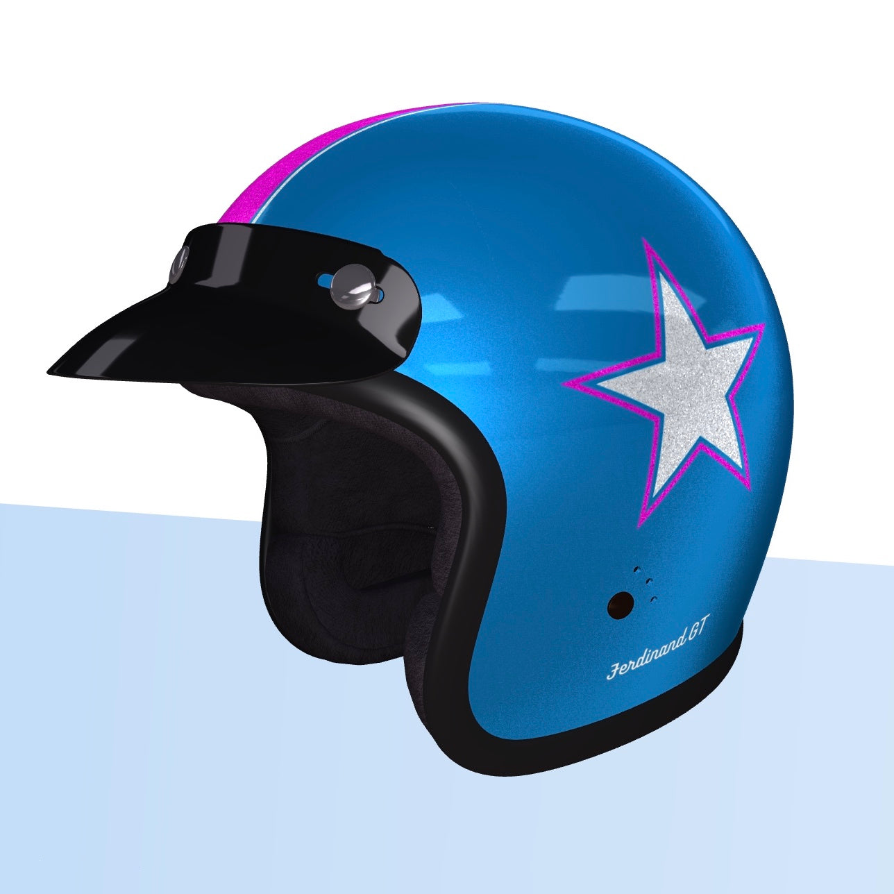 Ferdinand GT Retro Silver Star Helmet - ECE Certified