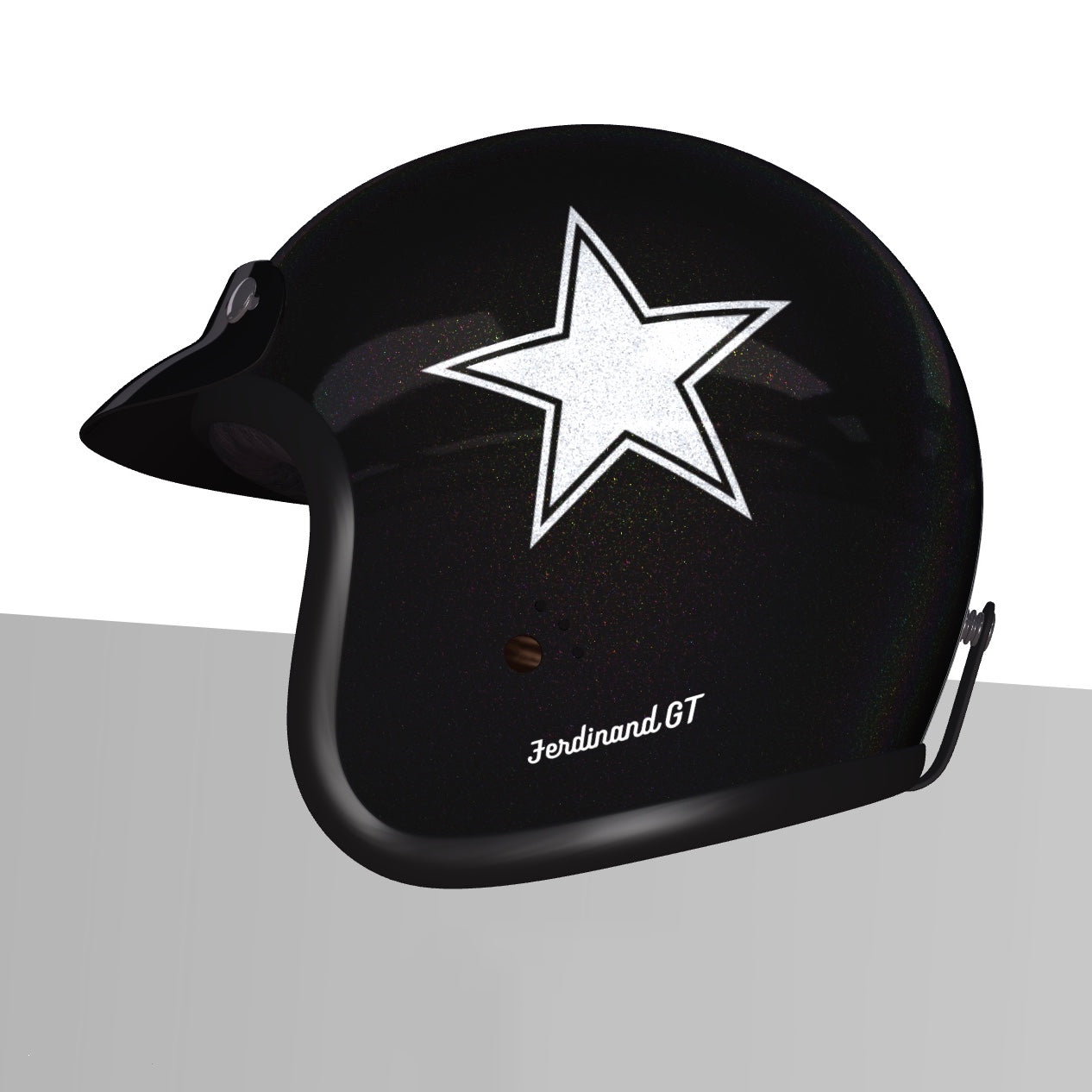 Ferdinand GT Retro Silver Black Helmet - ECE Certified