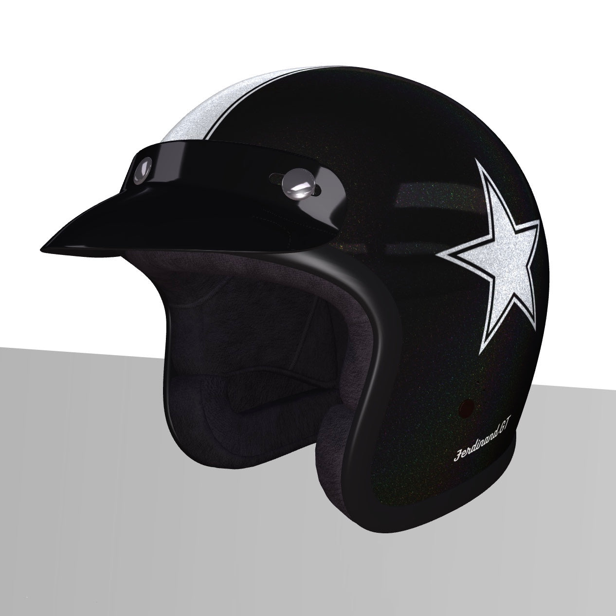 Ferdinand GT Retro Silver Black Helmet - ECE Certified