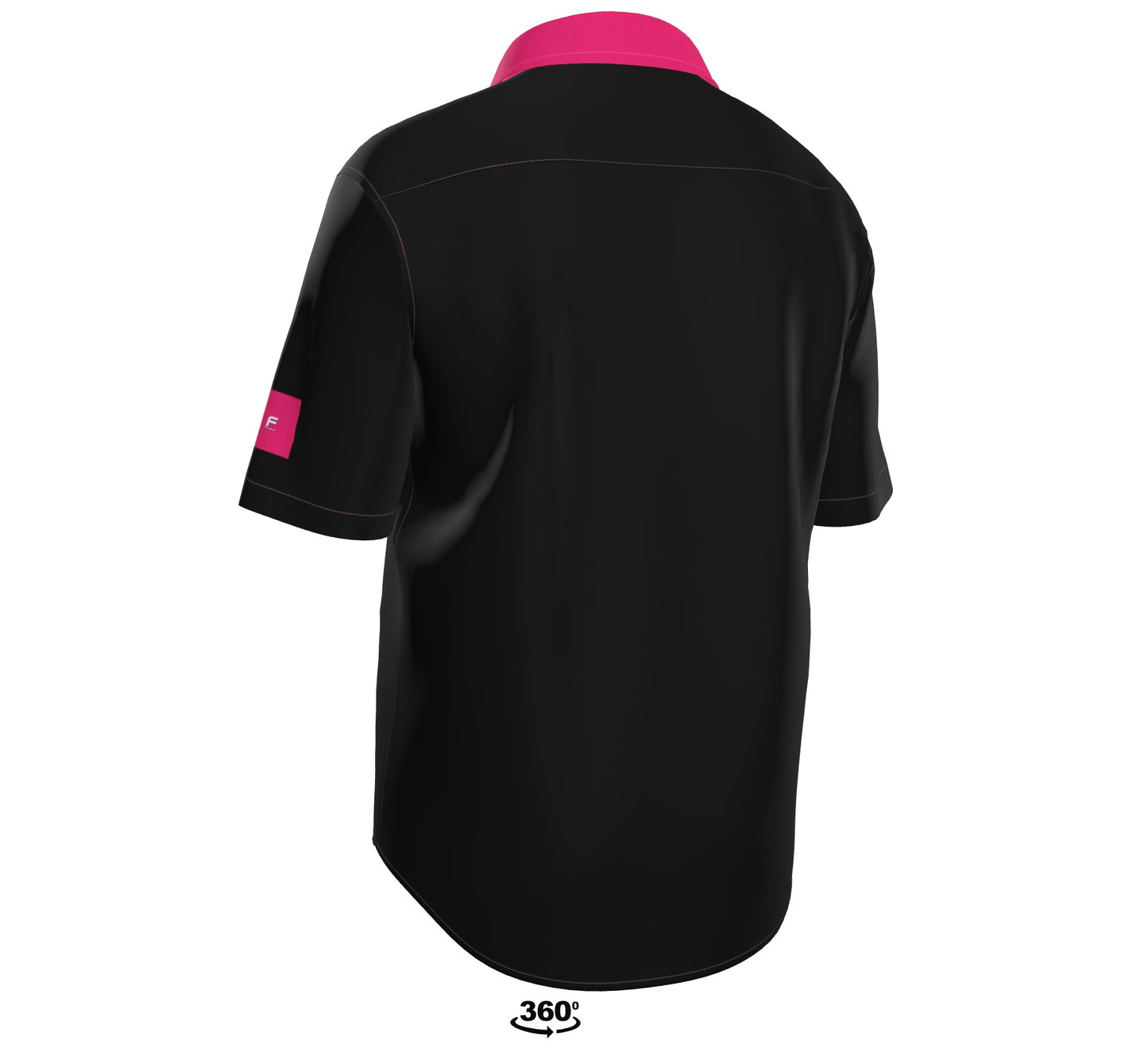 Mens Short Sleeve GT Active Button Down, Pink on Black