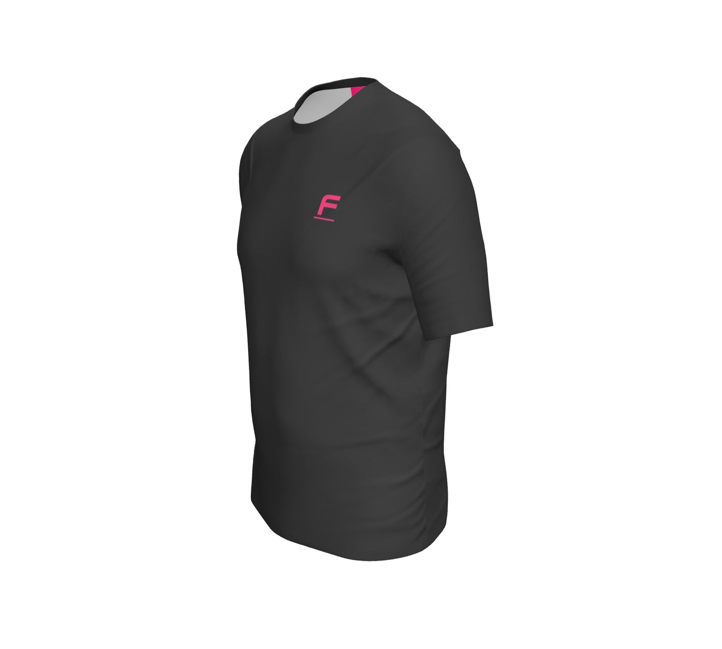 Mens Active Plain Black T-Shirt - Pink F Logo (Front)