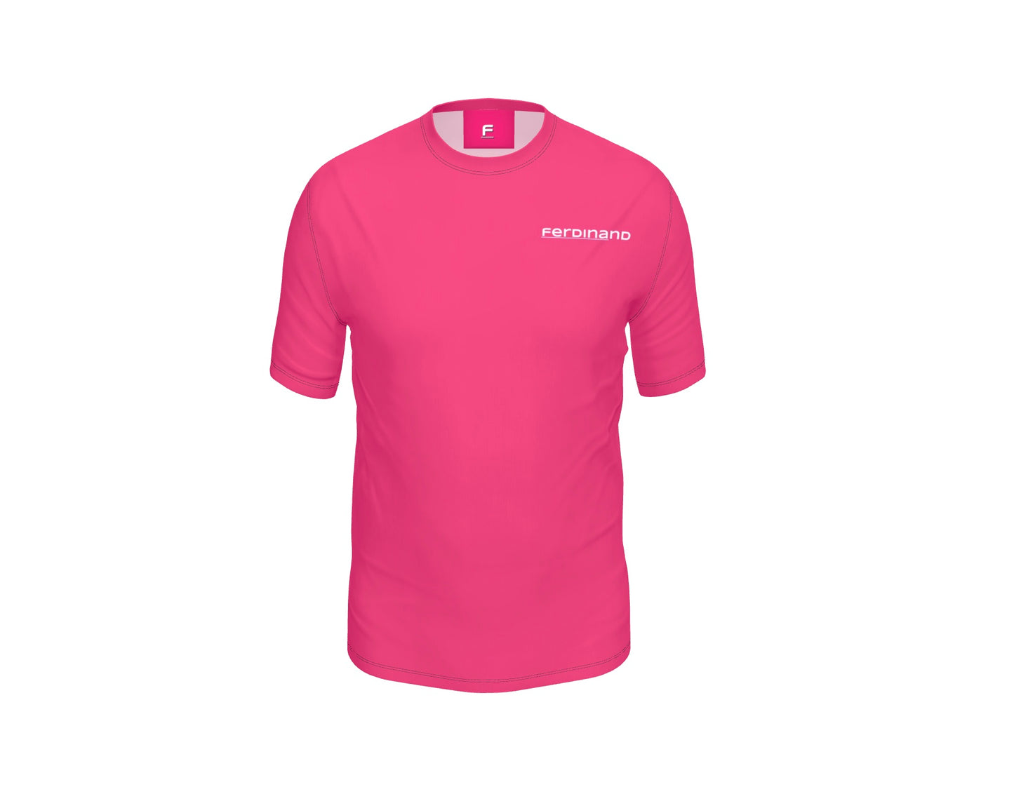 Ferdinand Mens Active Pink T-Shirt - White BOLT without Arm Patch