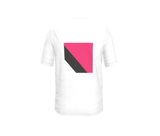 Ferdinand Mens Active White T-Shirt - Pink Black and White Chevron