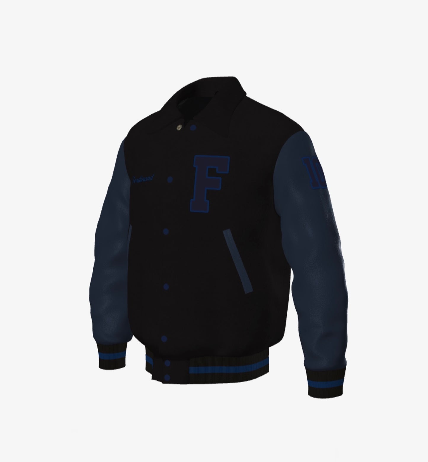 Stealth Influencer - Ferdinand Varsity Jacket ("Limited" Edition,  Black on Blue)